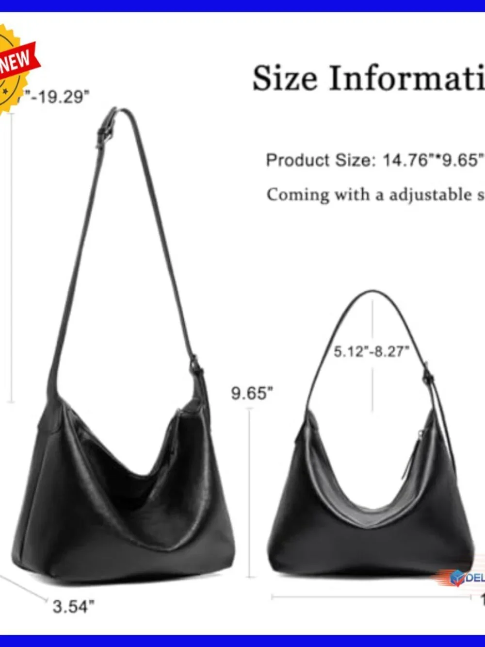 Genuine Leather Slouchy Hobo Shoulder Bag Crossbody Purse